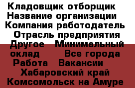 Кладовщик-отборщик › Название организации ­ Компания-работодатель › Отрасль предприятия ­ Другое › Минимальный оклад ­ 1 - Все города Работа » Вакансии   . Хабаровский край,Комсомольск-на-Амуре г.